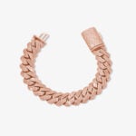 15mm iced out cuban link bracelet rose gold - a