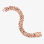 15mm iced out cuban link bracelet rose gold d