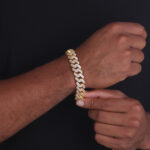 15mm iced out cuban link bracelet yellow gold b