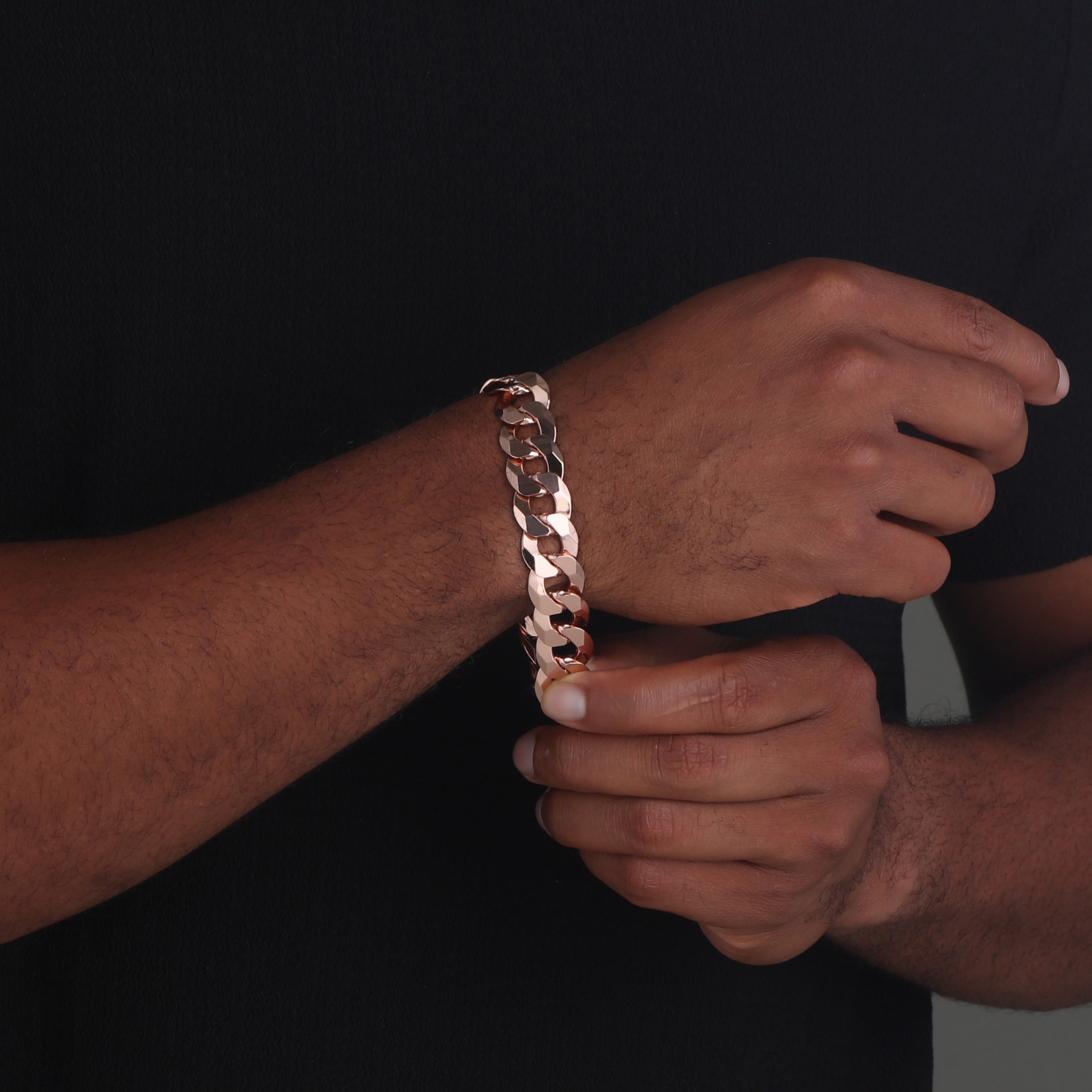 16mm-Flat-Cuban-Link-Bracelet-Rose-Gold-b 16mm Flat Cuban Link Bracelet Rose Gold b