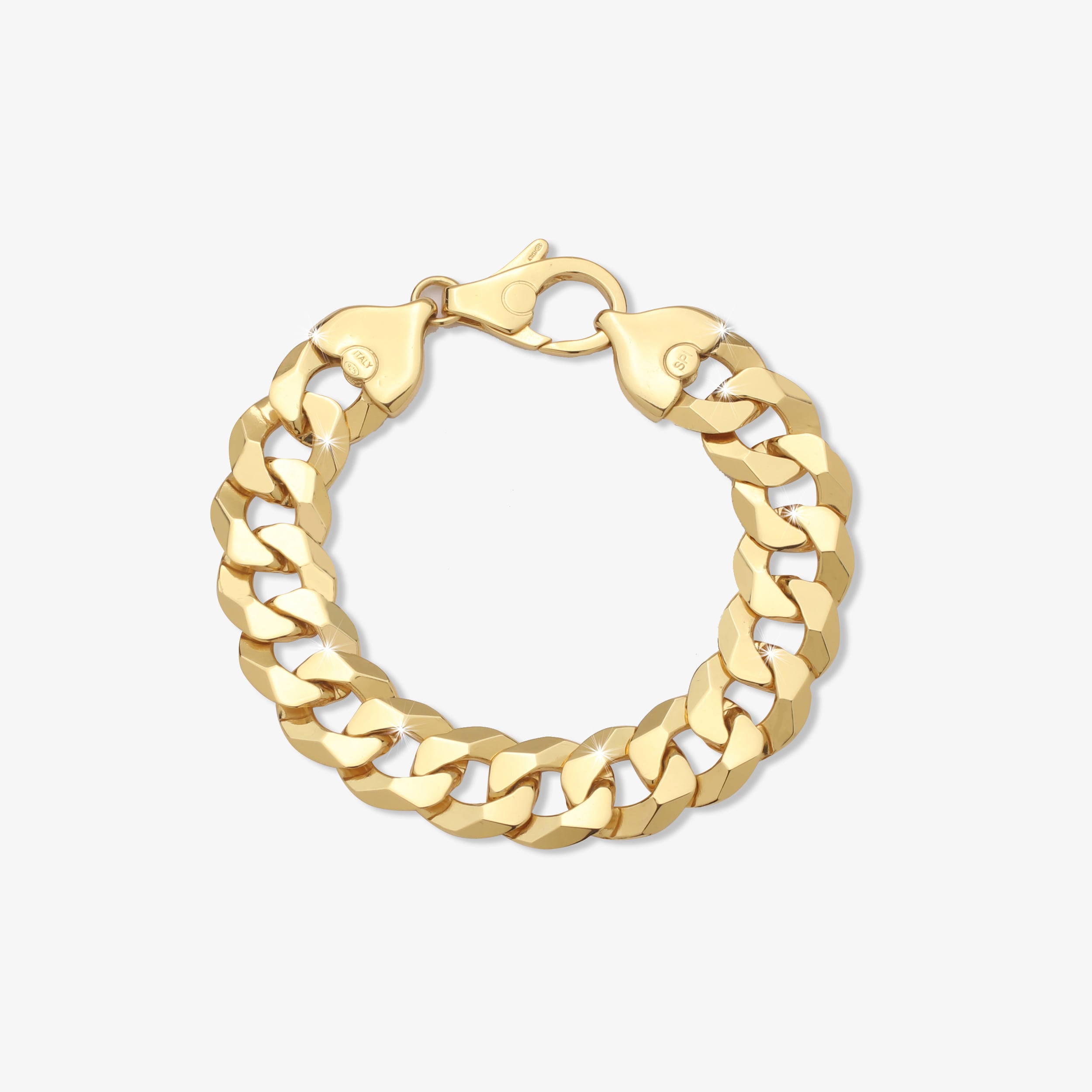 16mm Flat Cuban Link Bracelet Yellow Gold - a