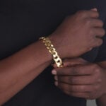 16mm Flat Cuban Link Bracelet Yellow Gold b