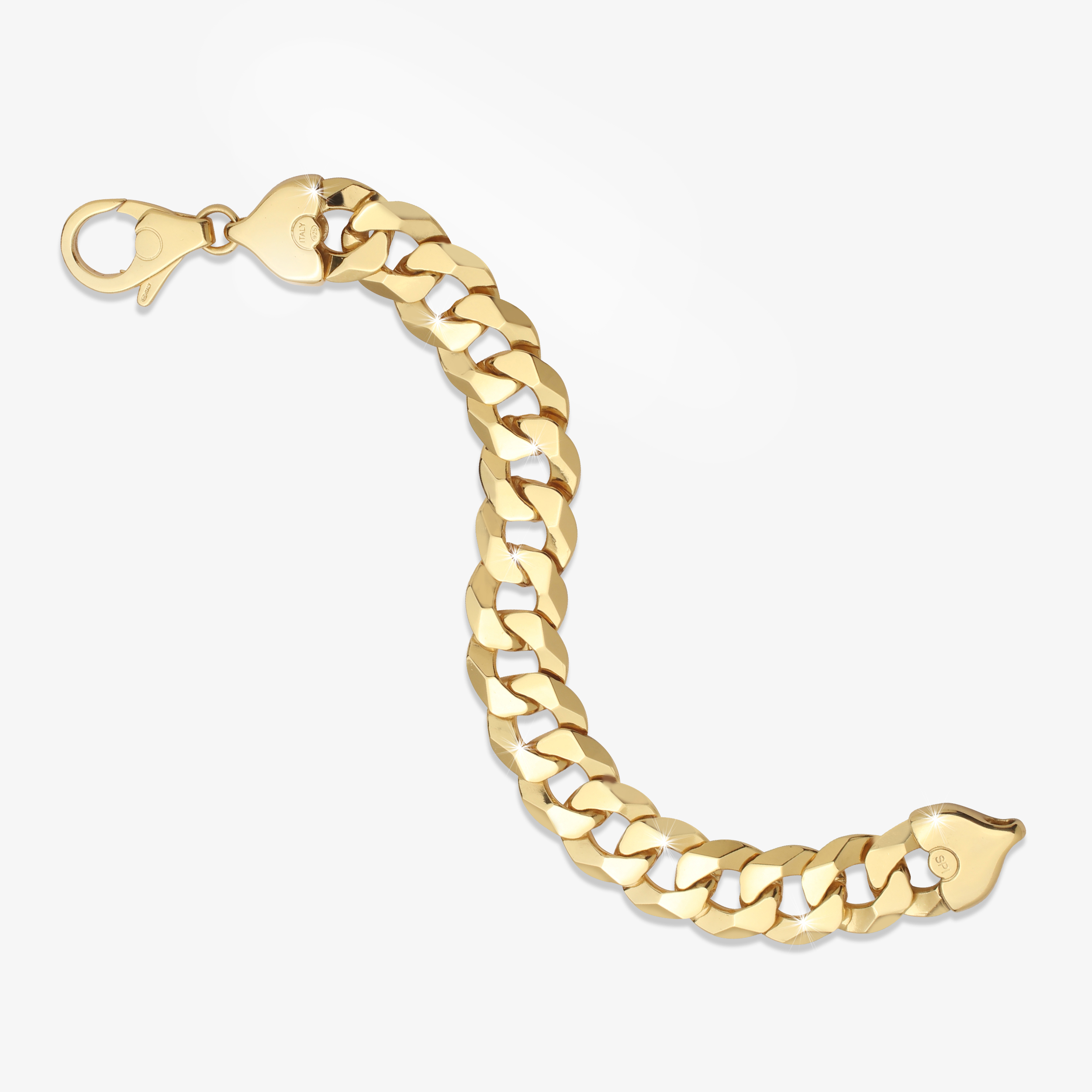 16mm Flat Cuban Link Bracelet Yellow Gold d