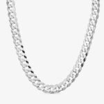 16mm Flat Cuban Link Chain Rhodium - a