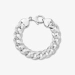 16mm Flat Cuban Link Diamond Cut Bracelet Rhodium - a