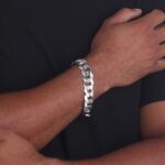 16mm Flat Cuban Link Diamond Cut Bracelet Rhodium b