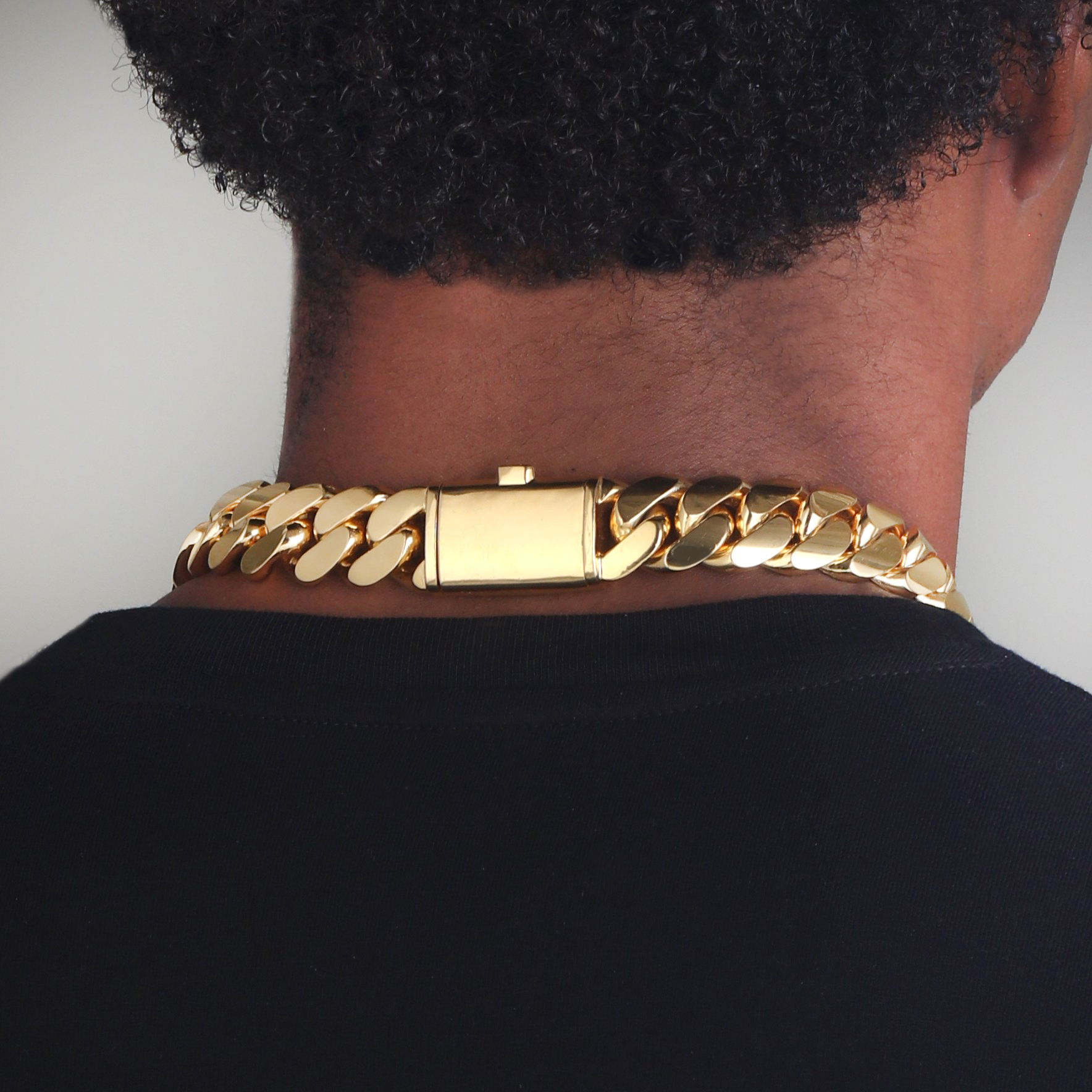 20mm Premium Cuban Link Snap Clasp Chain 18KT Yellow Gold c