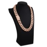 23mm Iced Out Cuban Link Chain Rose Gold b