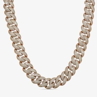 23mm Iced-Out Cuban Link Chain Yellow Gold - a