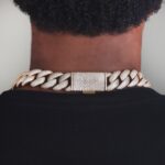 23mm Iced Out Cuban Link Chain Yellow Gold c