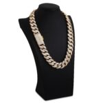 23mm Iced Out Cuban Link Chain Yellow Gold d