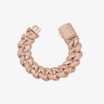 23mm iced out cuban link bracelet rose gold - a