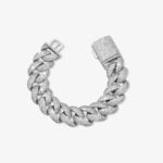 23mm iced out cuban link bracelet silver - a