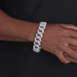 23mm iced out cuban link bracelet silver b