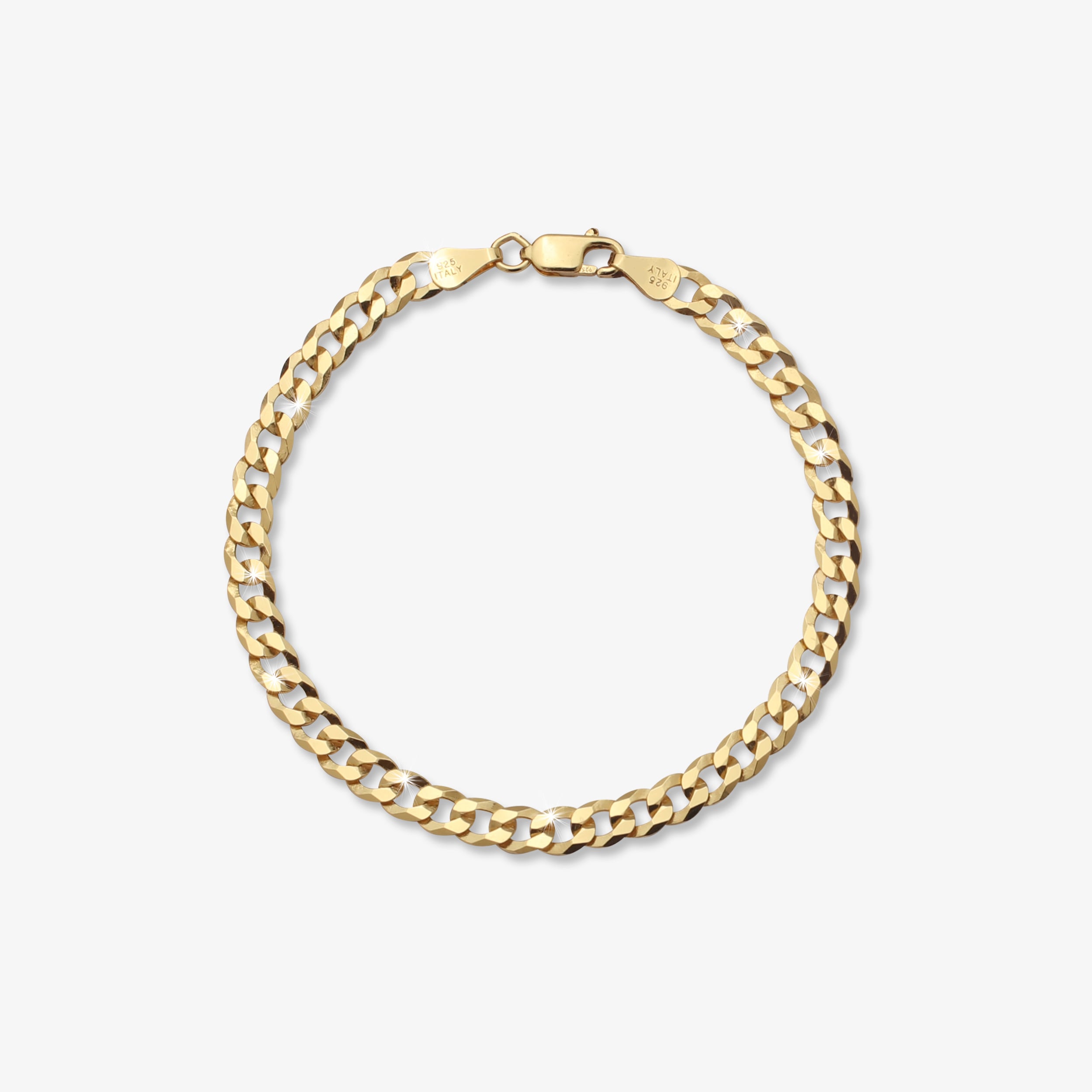 5mm Flat Cuban Link Bracelet Yellow Gold - a