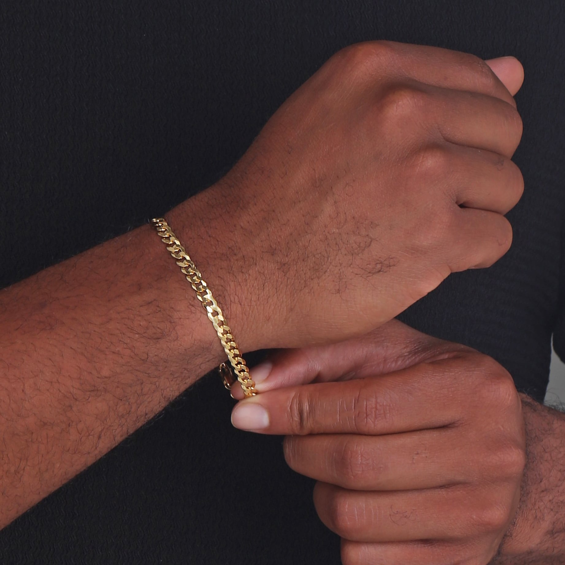 5mm Flat Cuban Link Bracelet Yellow Gold b
