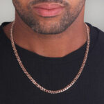 5mm Italian Sterling Silver Flat Cuban Chain 18kt rose gold b