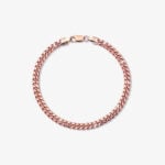 5mm Silver Cuban Link Lobster Bracelet Rose Gold - a
