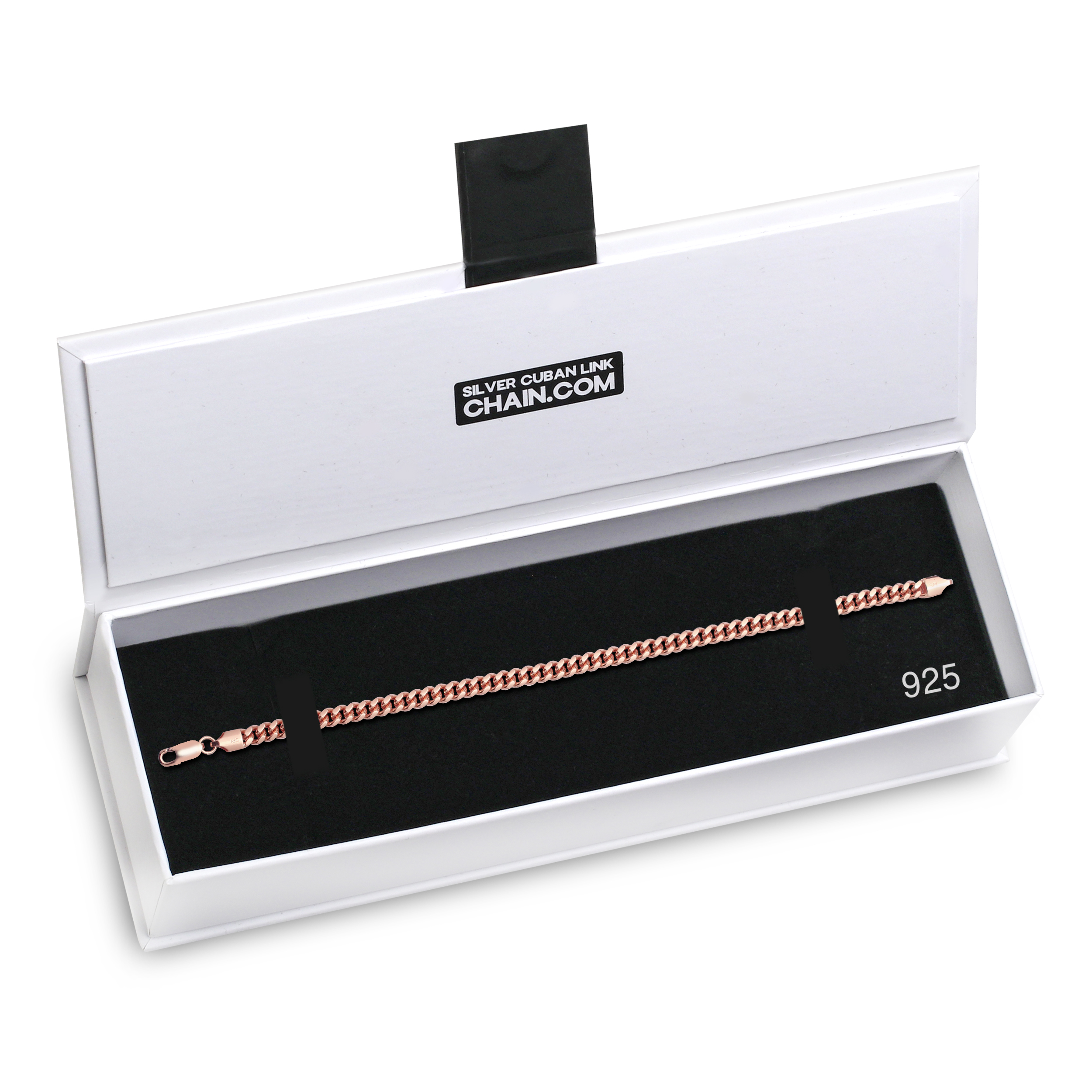 5mm Silver Cuban Link Lobster Bracelet Rose Gold f