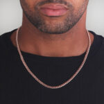 5mm Silver Cuban Link Lobster Chain Rose Gold b1