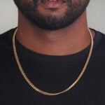 5mm Silver Cuban Link Lobster Chain Yellow Gold b1