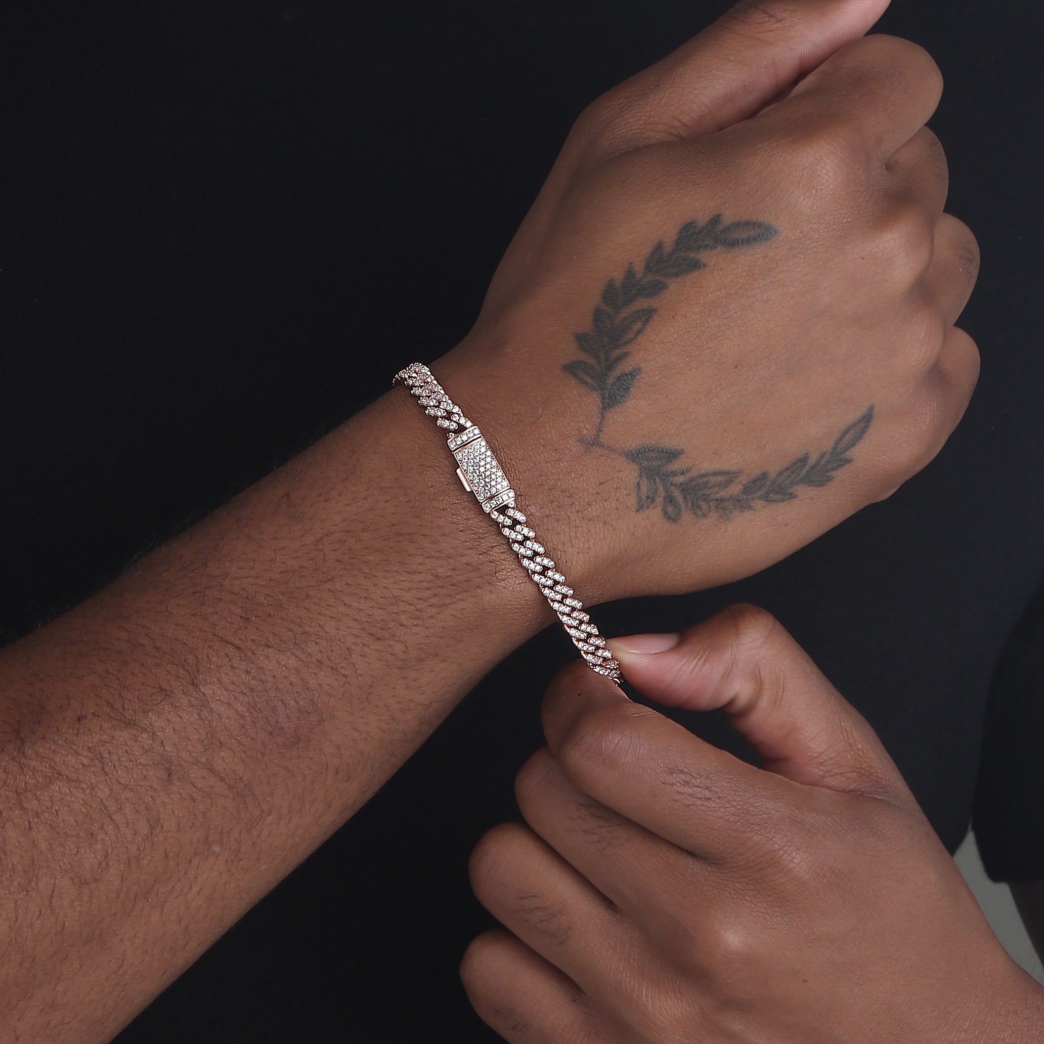 6mm-Iced-Out-Cuban-Link-Bracelet-Rose-Gold-c 6mm Iced Out Cuban Link Bracelet Rose Gold c