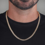 6mm Iced Out Cuban Link Chain Yellow Gold b
