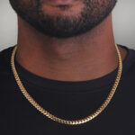 6mm Silver Cuban Link Box Clasp Chain Yellow Gold b