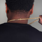 6mm Silver Cuban Link Box Clasp Chain Yellow Gold c
