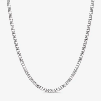6mm Silver Cuban Link Box Clasp Chain - a