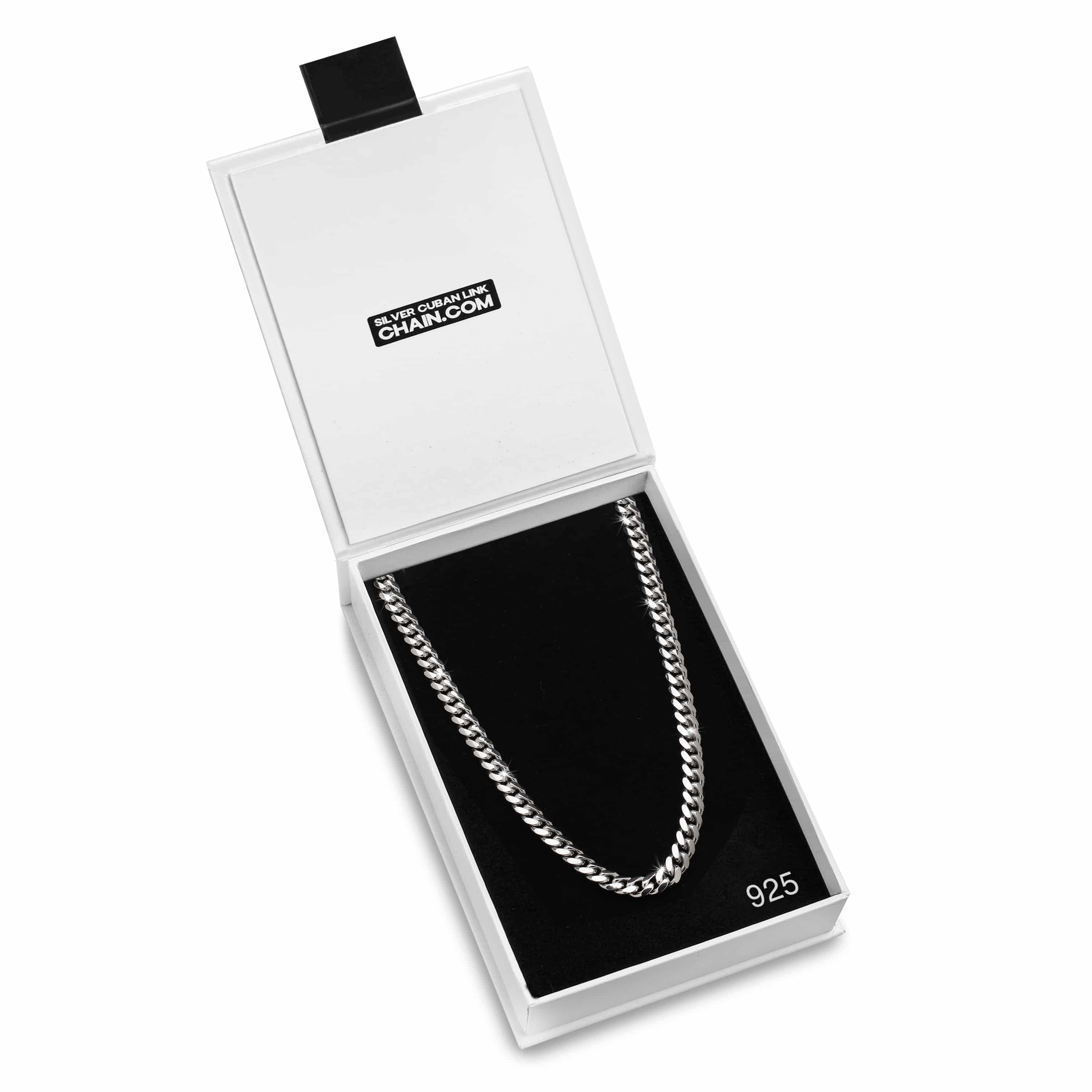 6mm-Silver-Cuban-Link-Box-Clasp-Chain-e 6mm Silver Cuban Link Box Clasp Chain e