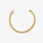 6mm cuban link bracelet box clasp yellow gold - a