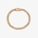 6mm iced out cuban link bracelet yellow gold - a