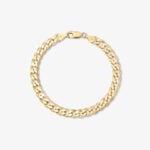 7mm Flat Cuban Link Bracelet Yellow Gold - a