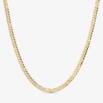 7mm Flat Cuban Link Chain Yellow Gold - a