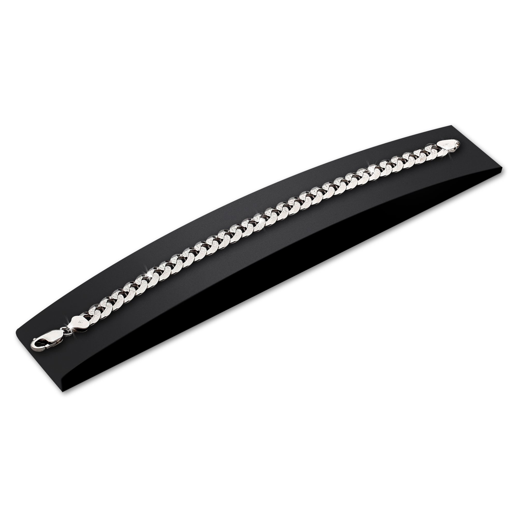 7mm-Flat-Cuban-Link-Diamond-Cut-Bracelet-Rhodium-d 7mm Flat Cuban Link Diamond Cut Bracelet Rhodium d