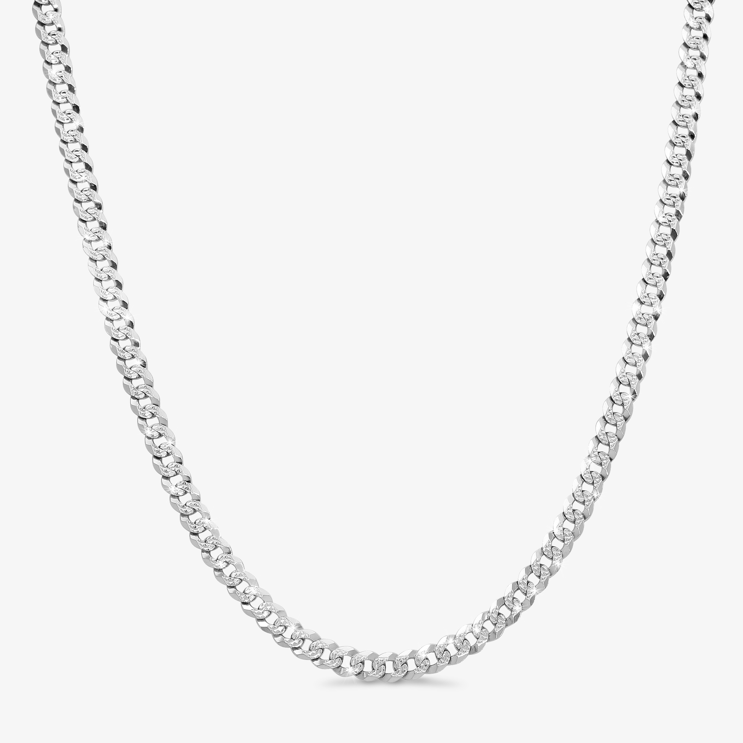 7mm Flat Cuban Link Diamond Cut Chain - a