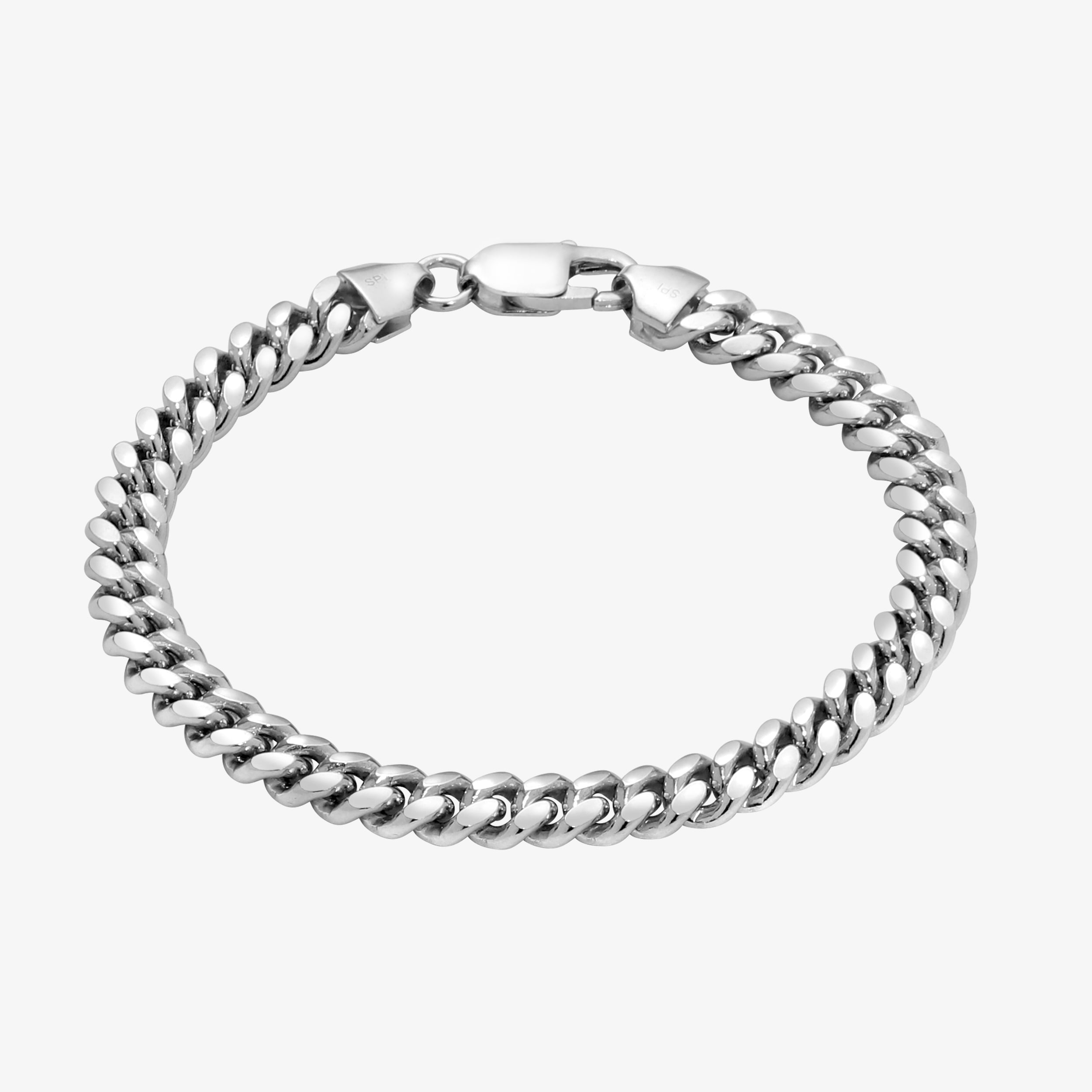 7mm Italian Miami cuban Lobster Clasp Bracelet - a