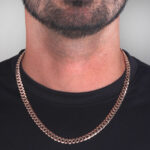 7mm Italian Sterling Silver Flat Cuban Chain 18kt rose gold b