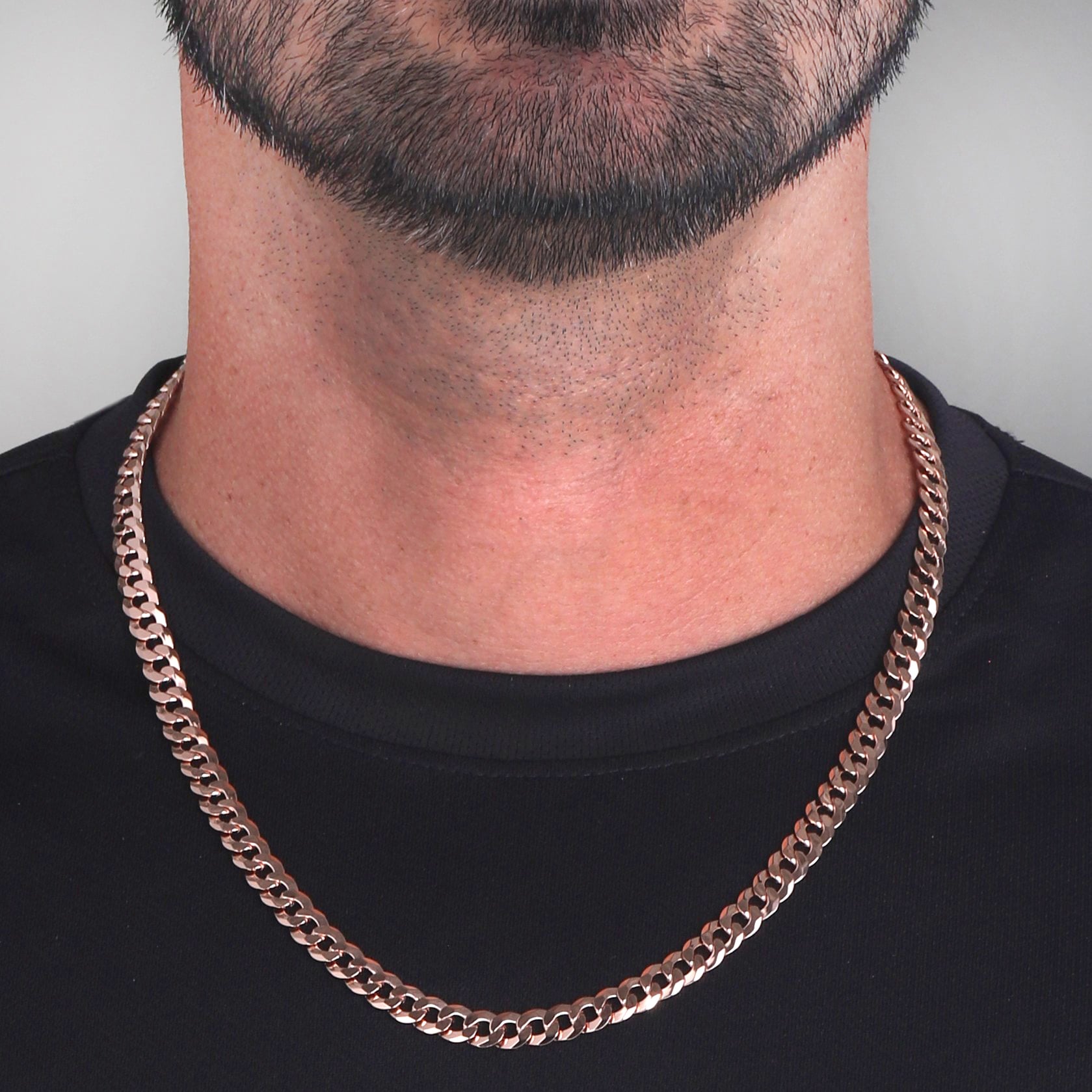 7mm-Italian-Sterling-Silver-Flat-Cuban-Chain-18kt-rose-gold-b 7mm Italian Sterling Silver Flat Cuban Chain 18kt rose gold b