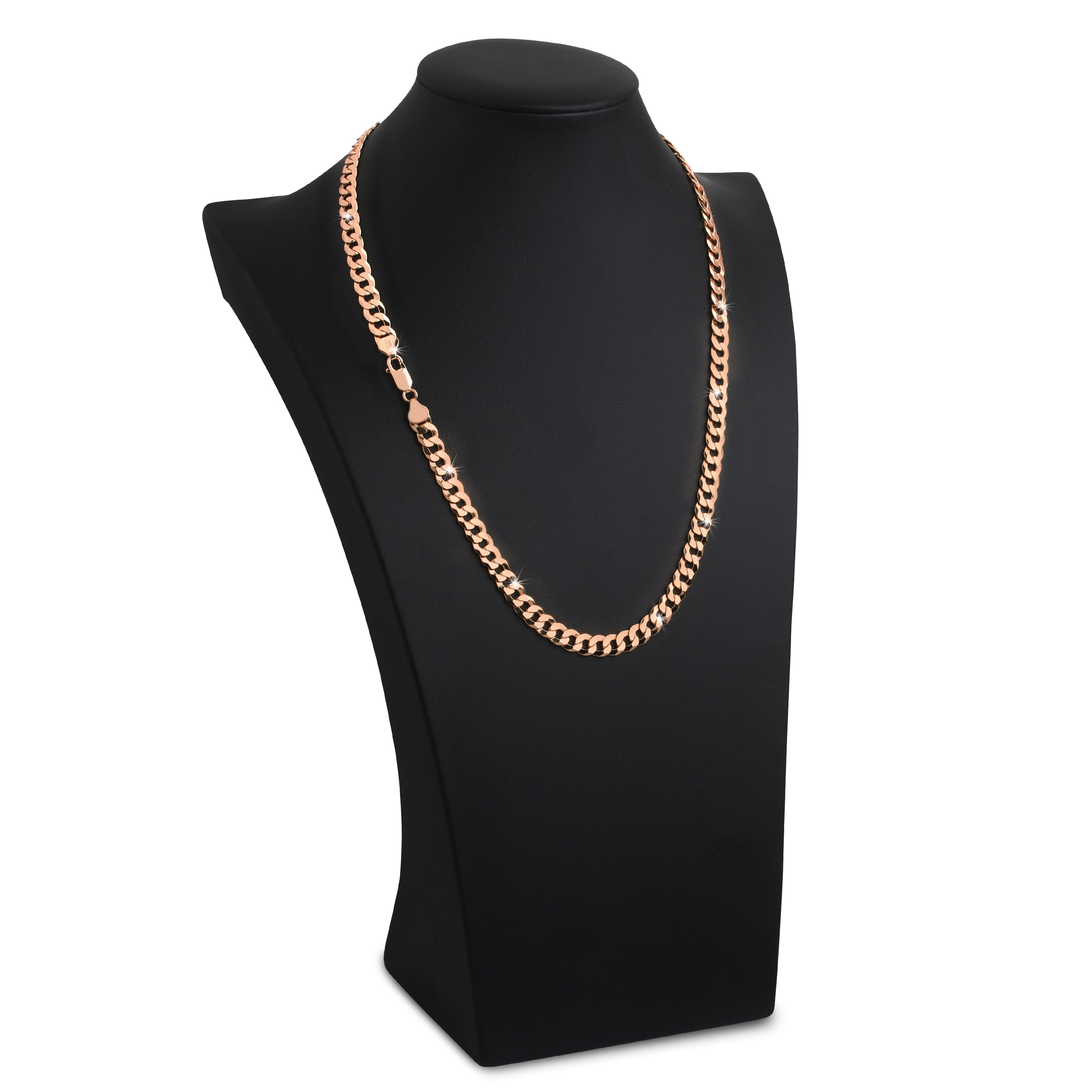 7mm-Italian-Sterling-Silver-Flat-Cuban-Chain-18kt-rose-gold-d 7mm Italian Sterling Silver Flat Cuban Chain 18kt rose gold d