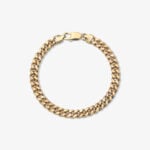 7mm Miami Cuban Lobster Clasp Bracelet Yellow Gold - a
