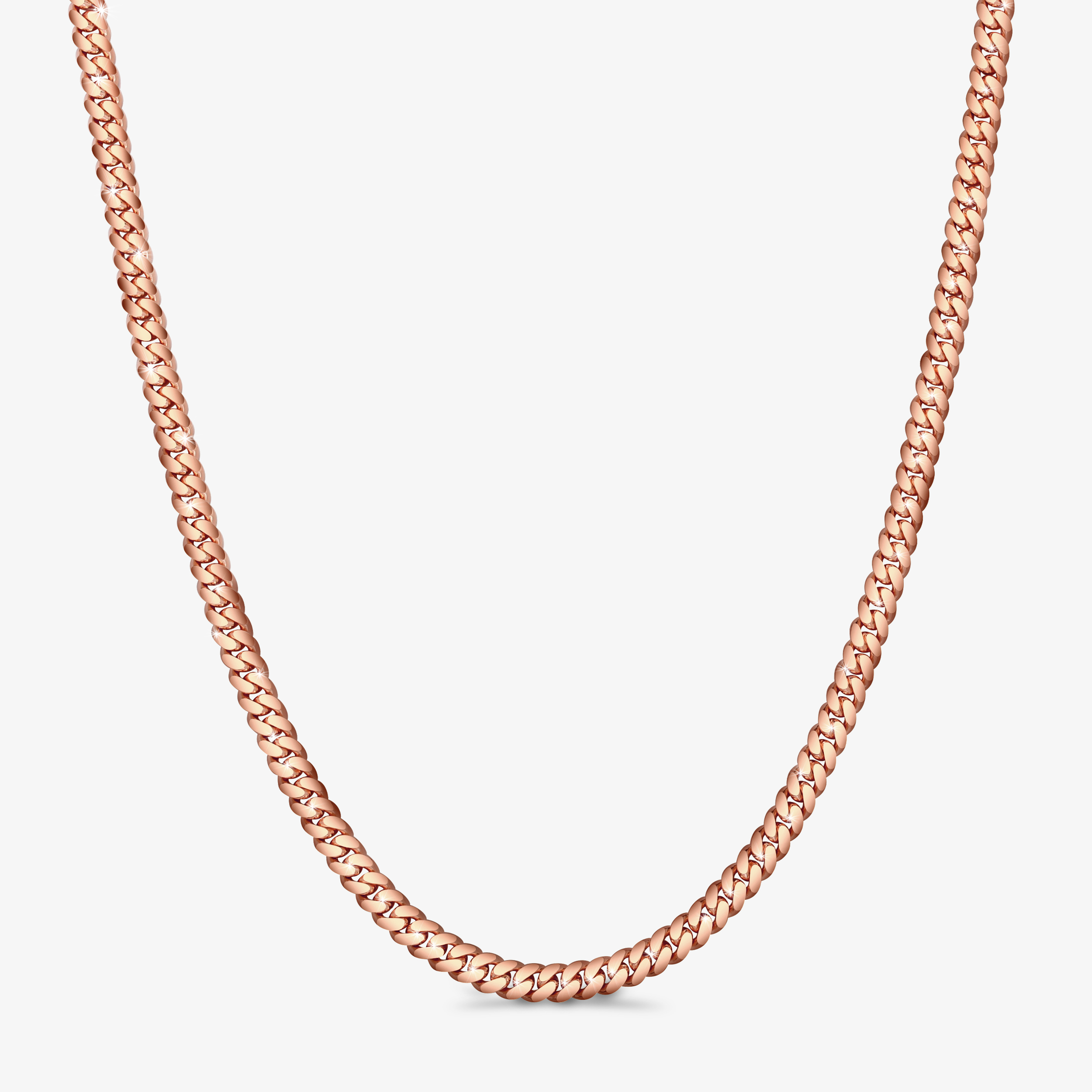 7mm Premium Cuban Link Chain Rose Gold - a