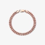 7mm Silver Cuban Link Lobster Bracelet Rose Gold - a
