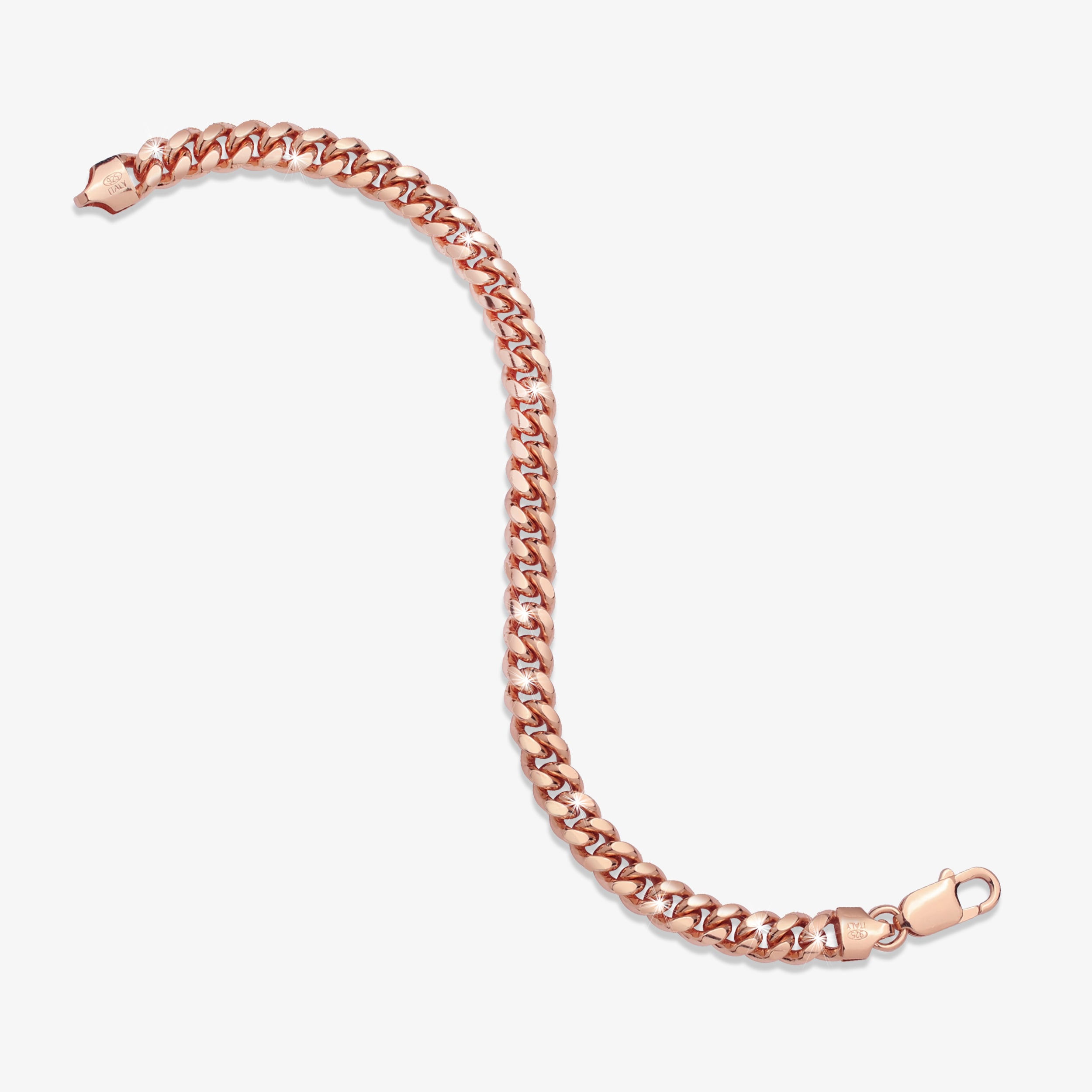 7mm-Silver-Cuban-Link-Lobster-Bracelet-Rose-Gold-d 7mm Silver Cuban Link Lobster Bracelet Rose Gold d