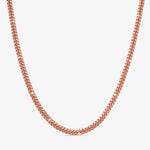 7mm Silver Cuban Link Lobster Chain Rose Gold - a