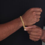 9mm Cuban link Lobster Clasp Bracelet Yellow Gold b