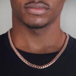9mm Silver Cuban Link Box Clasp Chain Rose Gold b