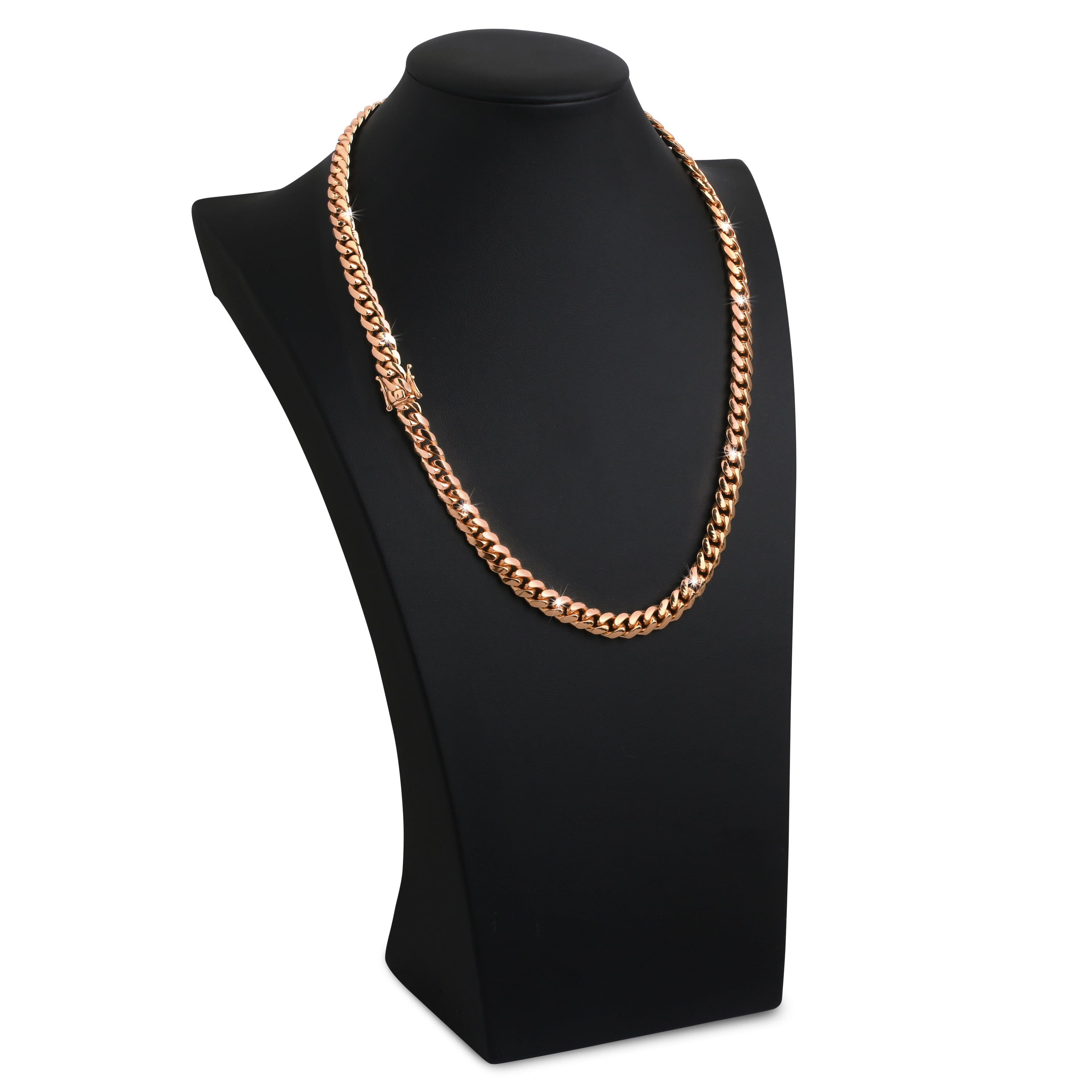 9mm-Silver-Cuban-Link-Box-Clasp-Chain-Rose-Gold-d 9mm Silver Cuban Link Box Clasp Chain Rose Gold d