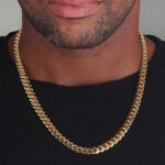 9mm Silver Cuban Link Box Clasp Chain Yellow Gold b